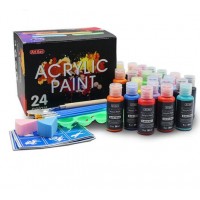 30 Colors (60ml, 2oz) with 3 Brushes & 1 Palette, Craft painting, Rich Pigments,Non-Toxic Acrylic paint Set for Artists